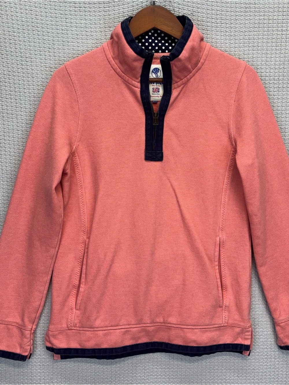 Fat Face Men's Iconic Arlie 1/4 Zip Mock Neck Heavyweight Salmon Sweatshirt 4